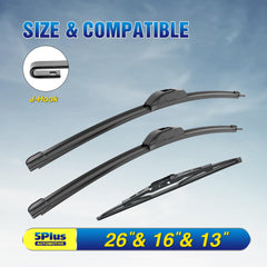 5 PLUS 16-inch front windshield wiper blade close-up showing precise fit
