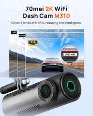 70mai M310 side profile highlighting slim design, discreet windshield fit benefit