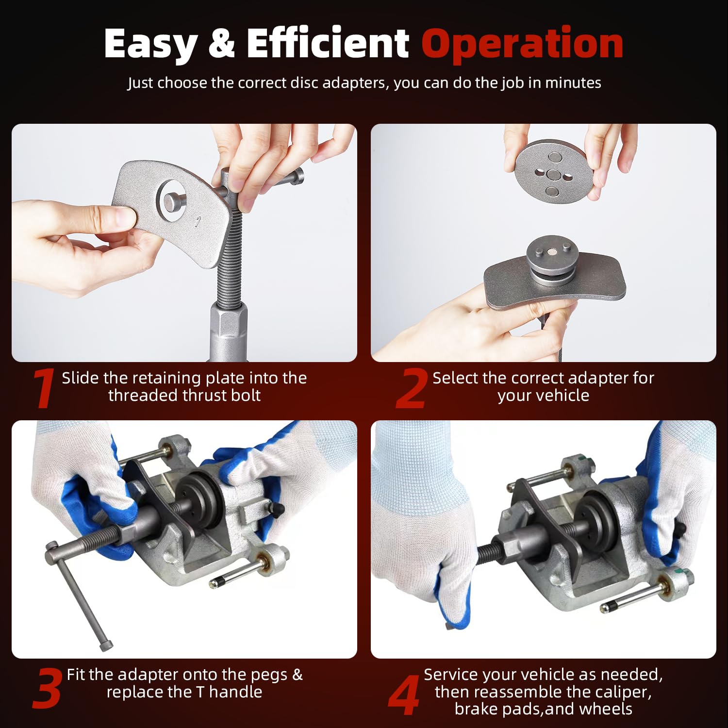 8MILELAKE 24pc kit rotates piston back for easy pad fit
