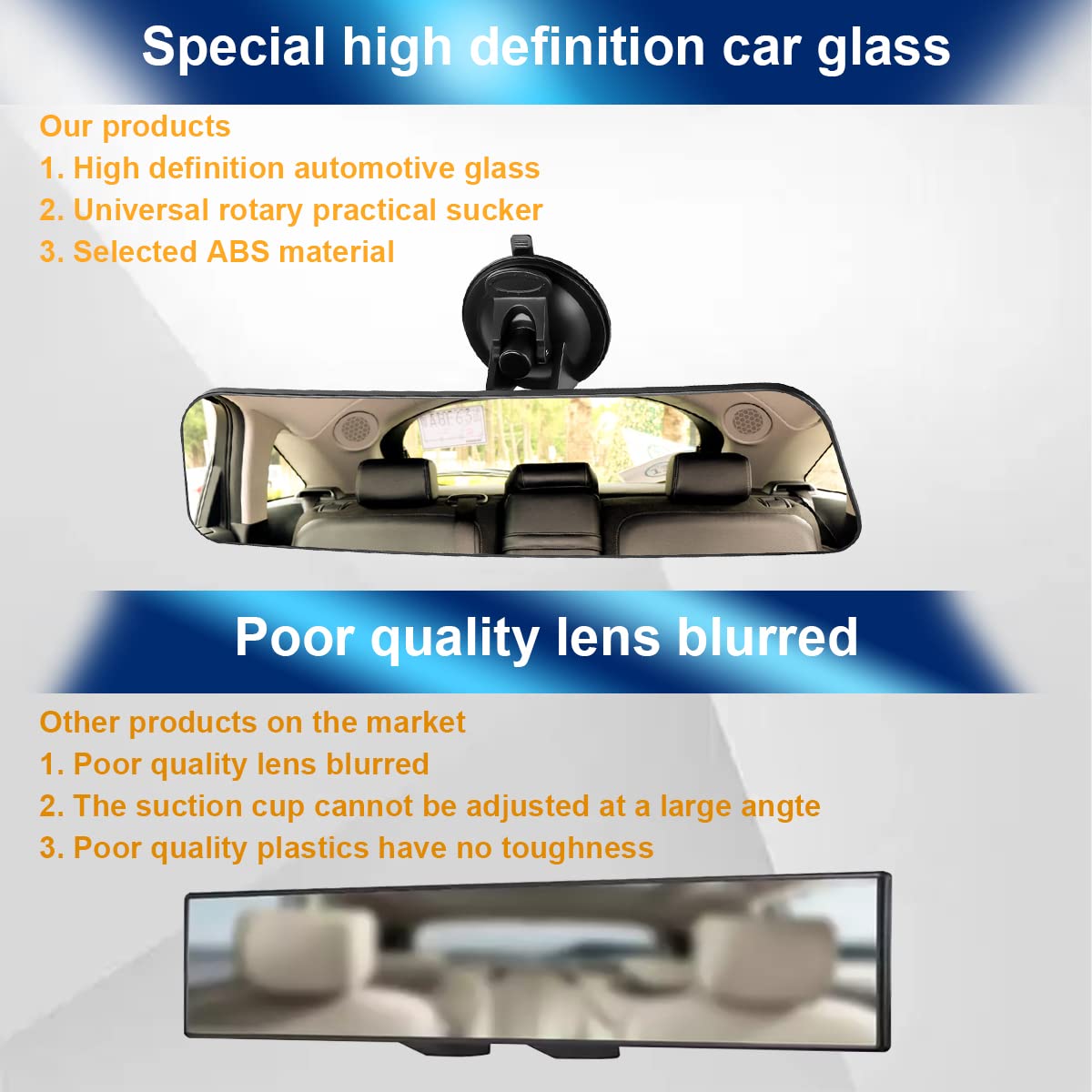 8sanlione 360-degree adjustable mirror offers versatile angles for better blind-spot awareness.