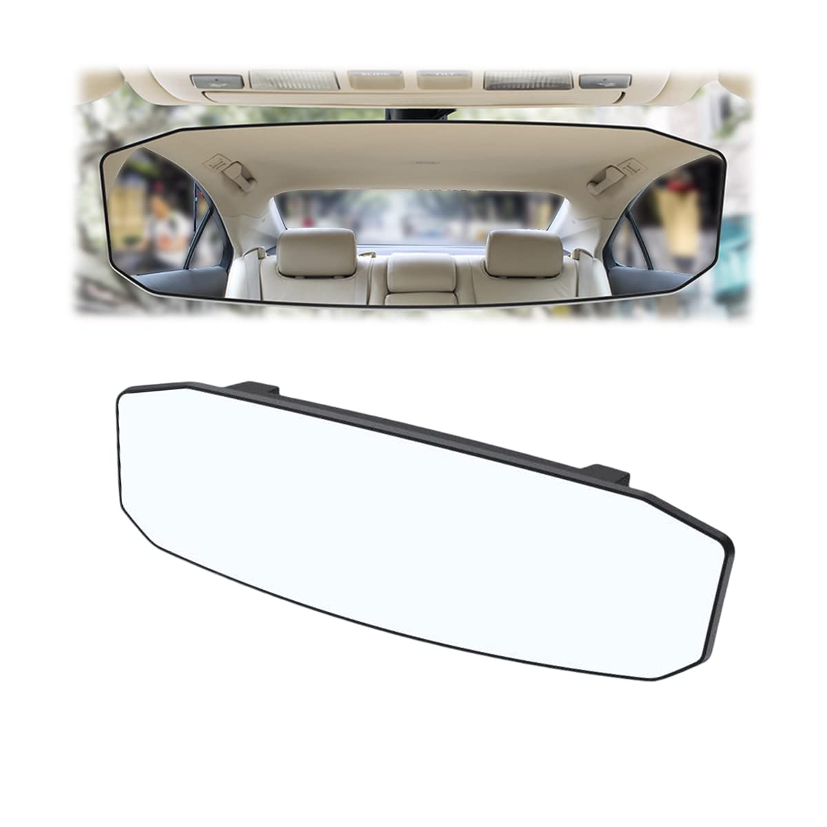 8sanlione clip-on 12-inch rear view mirror provides HD wide-angle visibility