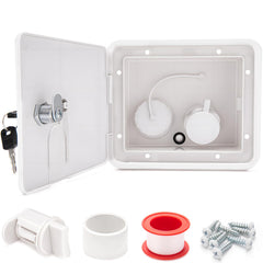 9TH SHOP gravity city water hatch exterior view for easy RV filling