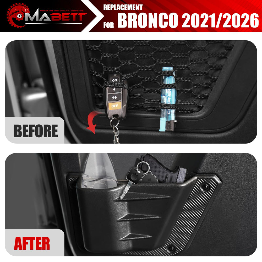 Mabett Bronco rear door storage cup holder prevents spills