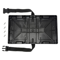 A.A battery tray for Group 29/31 with strap secures batteries during transit.