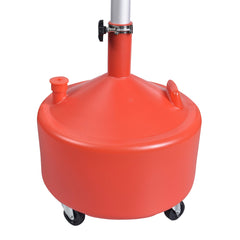 A A IN red translucent 8-gallon tank shows oil level at a glance.