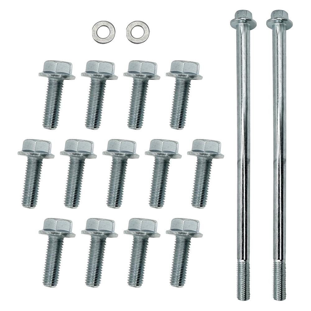 A.A oil pan bolt kit laid out for LS engines, ready for installation.