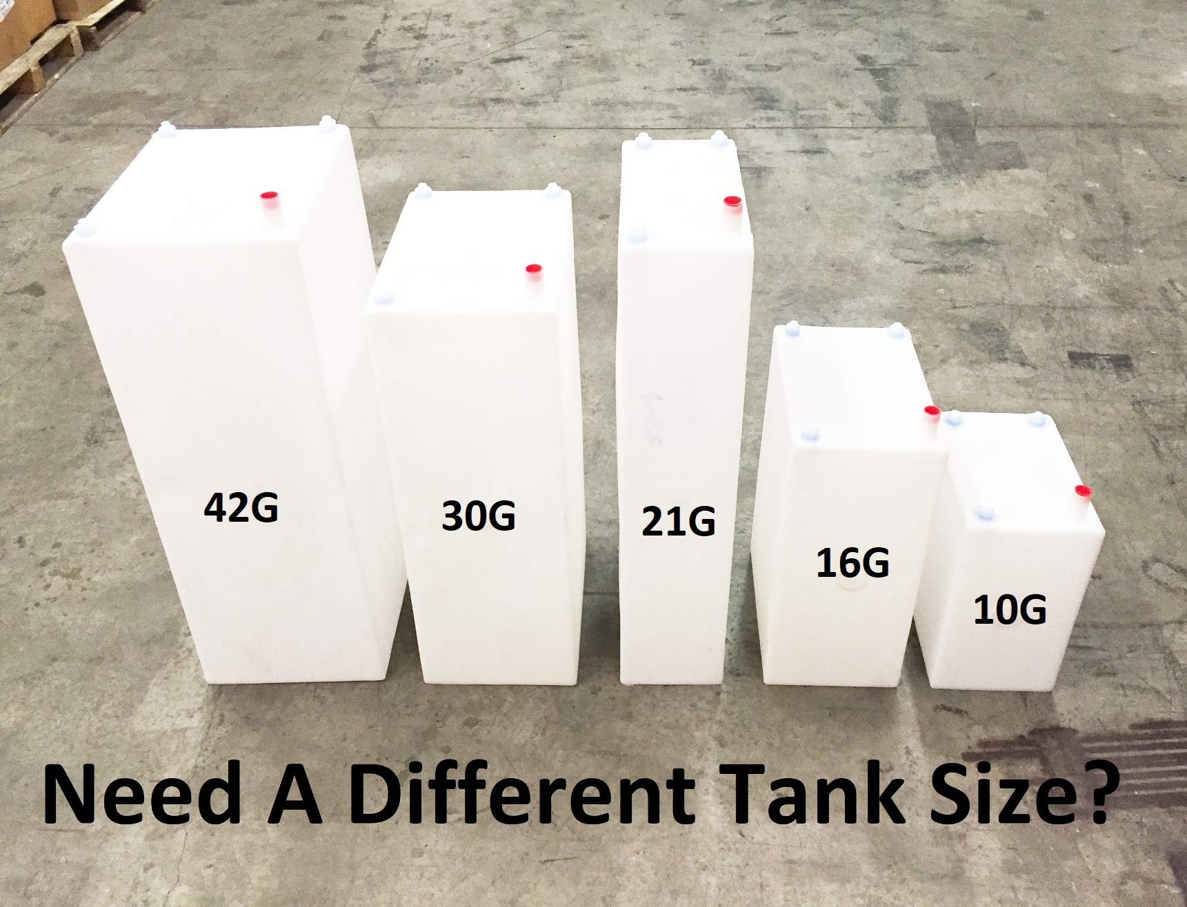 A.A RV water tank ready for installation in travel trailers or boats.