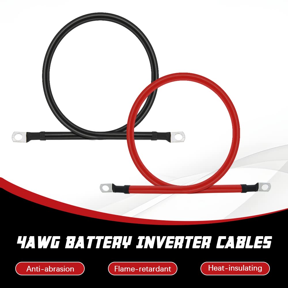 A ABIGAIL red cable with 3/8-inch lug ends for secure connections.