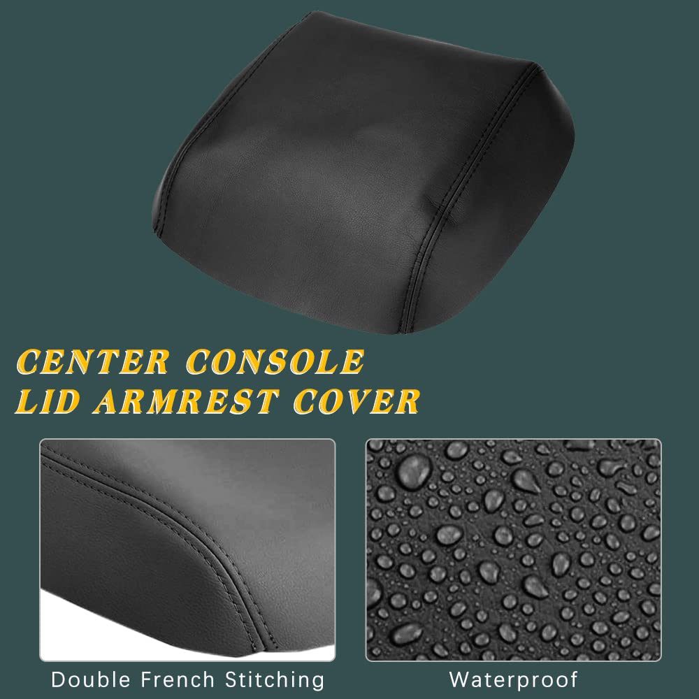 View of microfiber material on the center console armrest cover for durability.