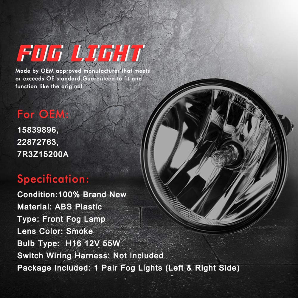 A ABIGAIL fog lights for Chevy Camaro with smoke lens improve low-beam reach at night