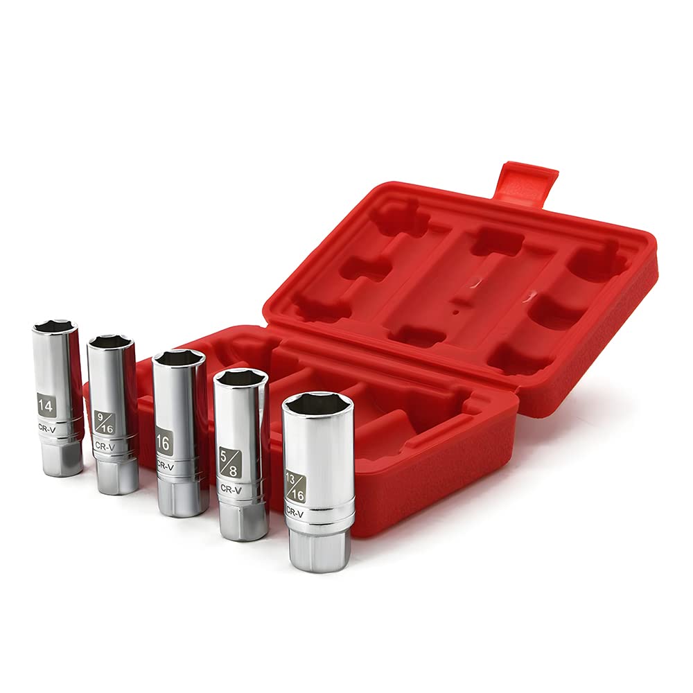A ABIGAIL magnetic spark plug socket set with 3/8 inch drive for quick removal.