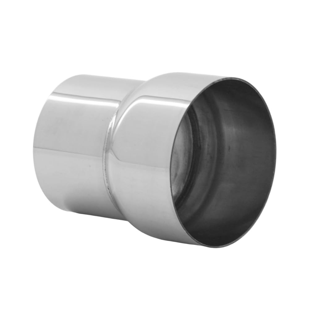 A ABIGAIL universal 3in to 3.5in exhaust adapter, front view showing stainless steel finish for durability.
