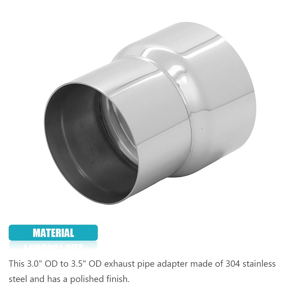 A ABIGAIL exhaust adapter close-up, metal quality highlighting corrosion-resistant 304 stainless steel.
