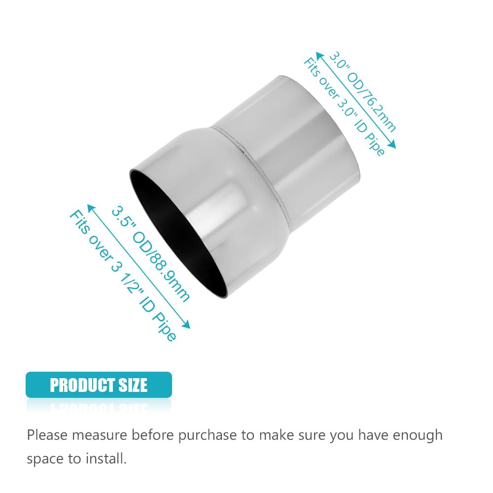 A ABIGAIL 3in to 3.5in reducer in side angle, showcases universal fit potential.