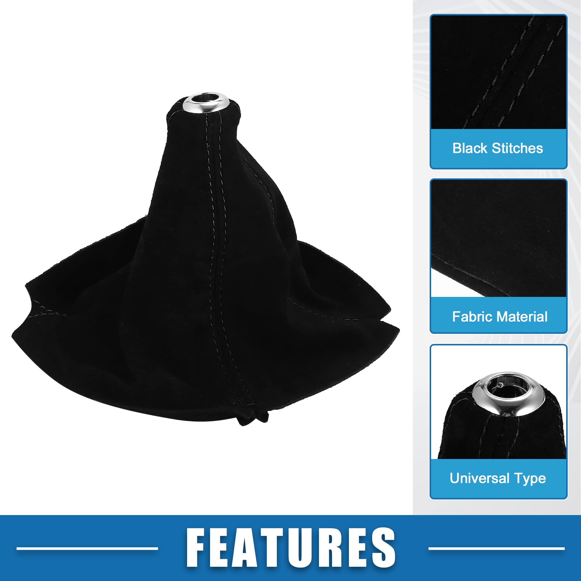 A ABSOPRO car shift boot in black suede with durable stitching.