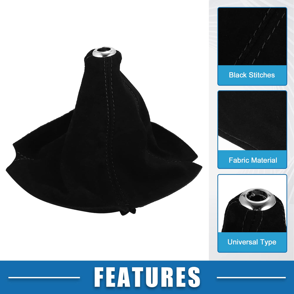A ABSOPRO car shift boot in black suede with durable stitching.