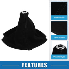 A ABSOPRO car shift boot in black suede with durable stitching.