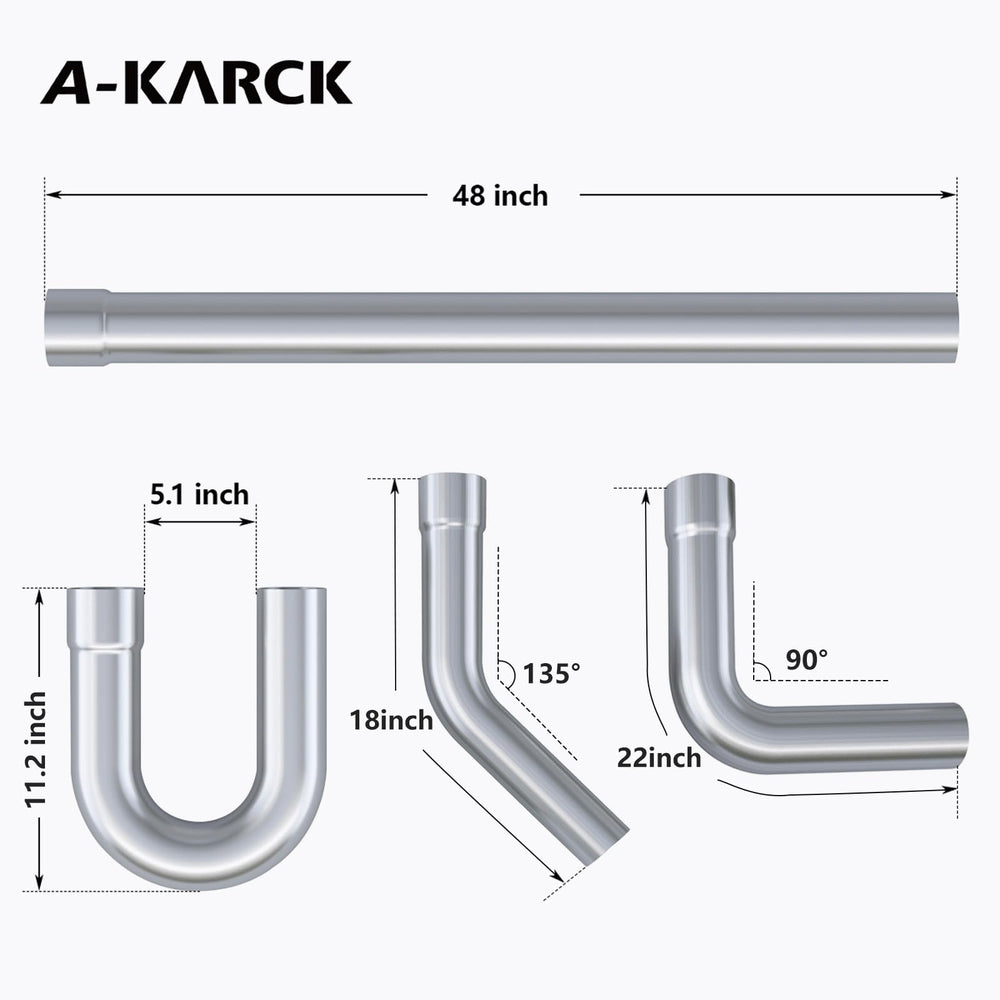 A-KARCK 45-degree bend pipe for flexible exhaust layouts.
