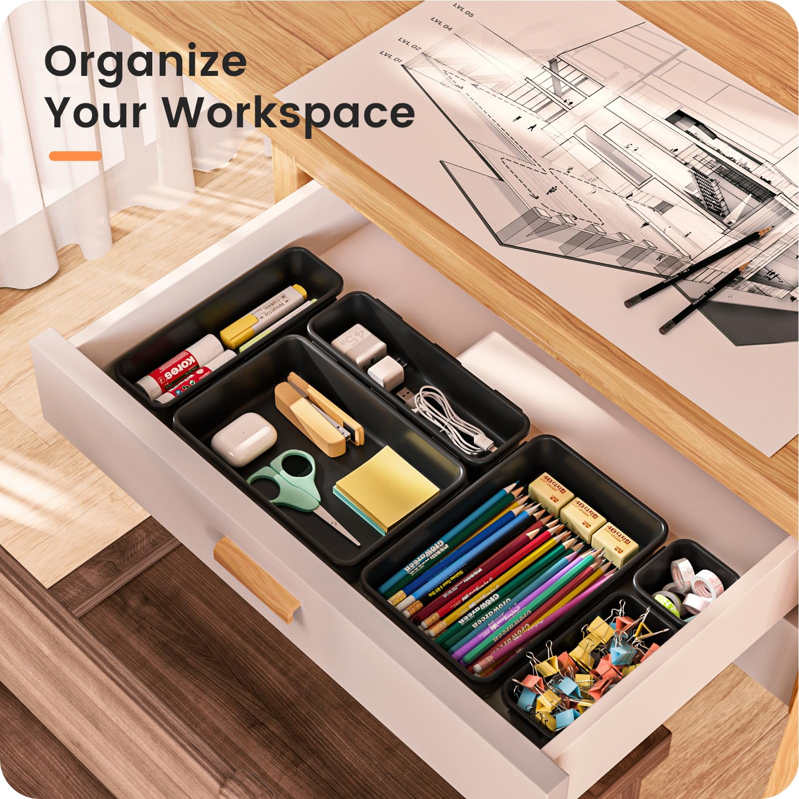 A-LuGei anti-crush plastic divider resists cracking for daily use in any drawer.