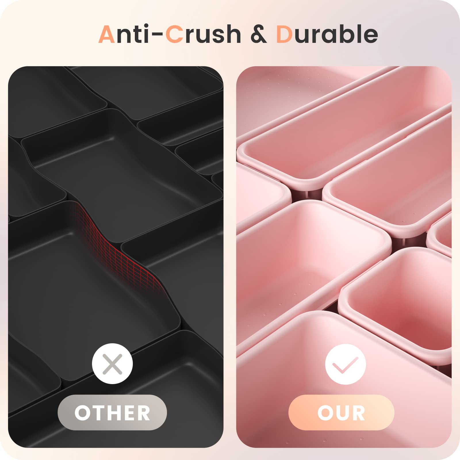 A-LuGei pink drawer organizer brightens any space while tidying.