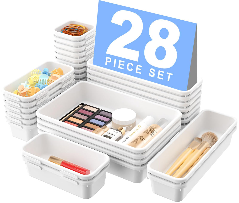 A-LuGei military drawer organizer holds 177 items for a tidy vanity.