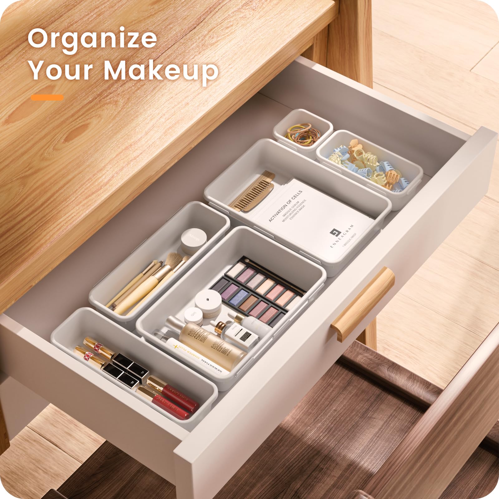 A-LuGei stackable bins keep desks neat and clutter free.