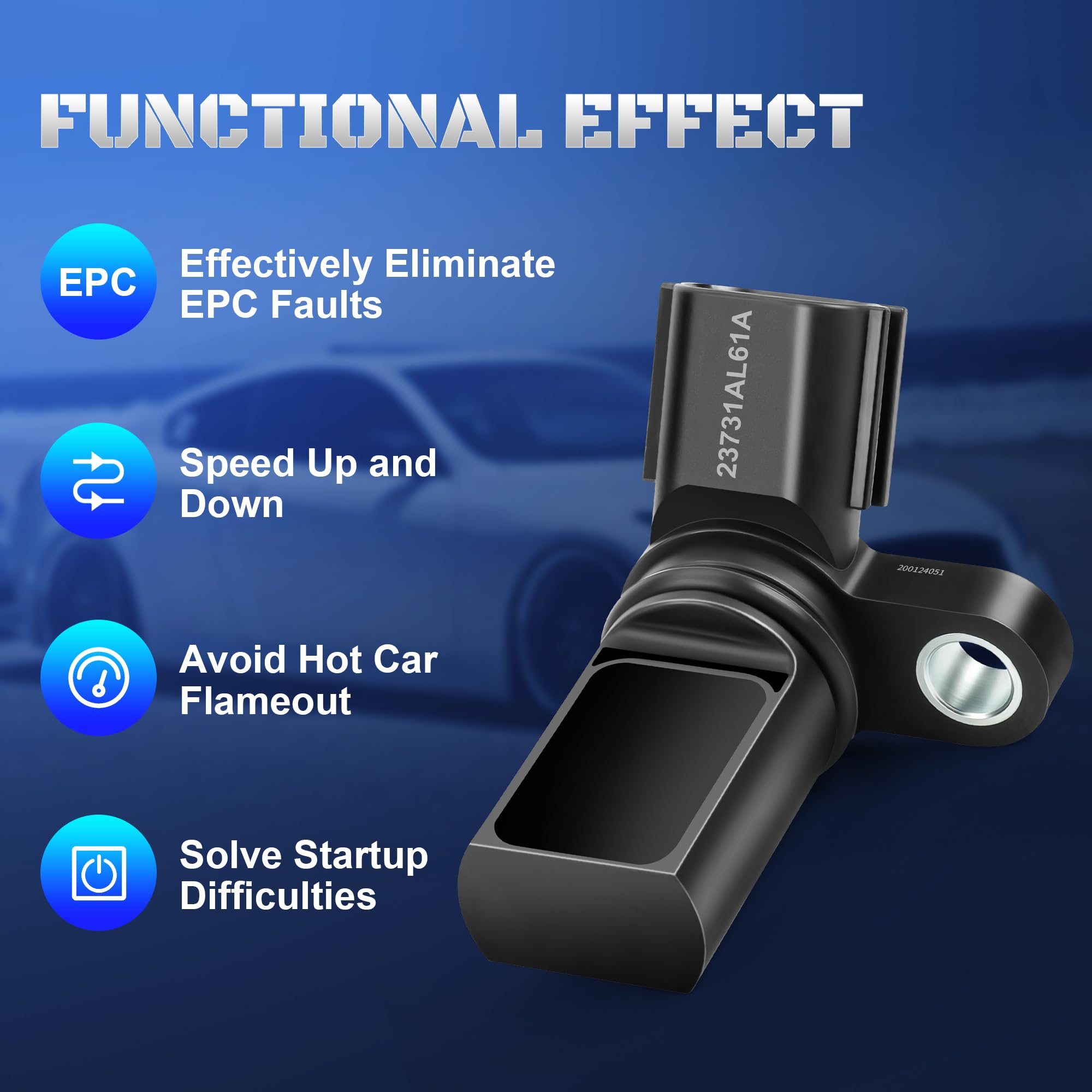 A-NAFTULY camshaft sensor for Quest 3.5L, clear connector alignment