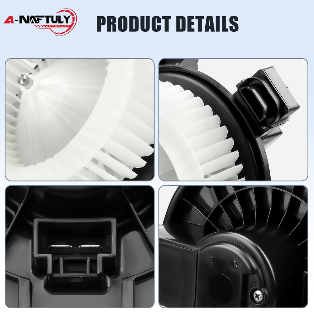 A-NAFTULY blower motor with mounting harness highlights durable OE-like compatibility
