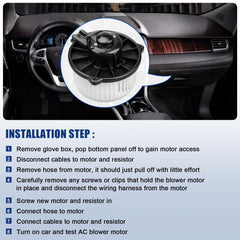 A-NAFTULY AC blower motor package image emphasizes easy plug-and-play replacement.