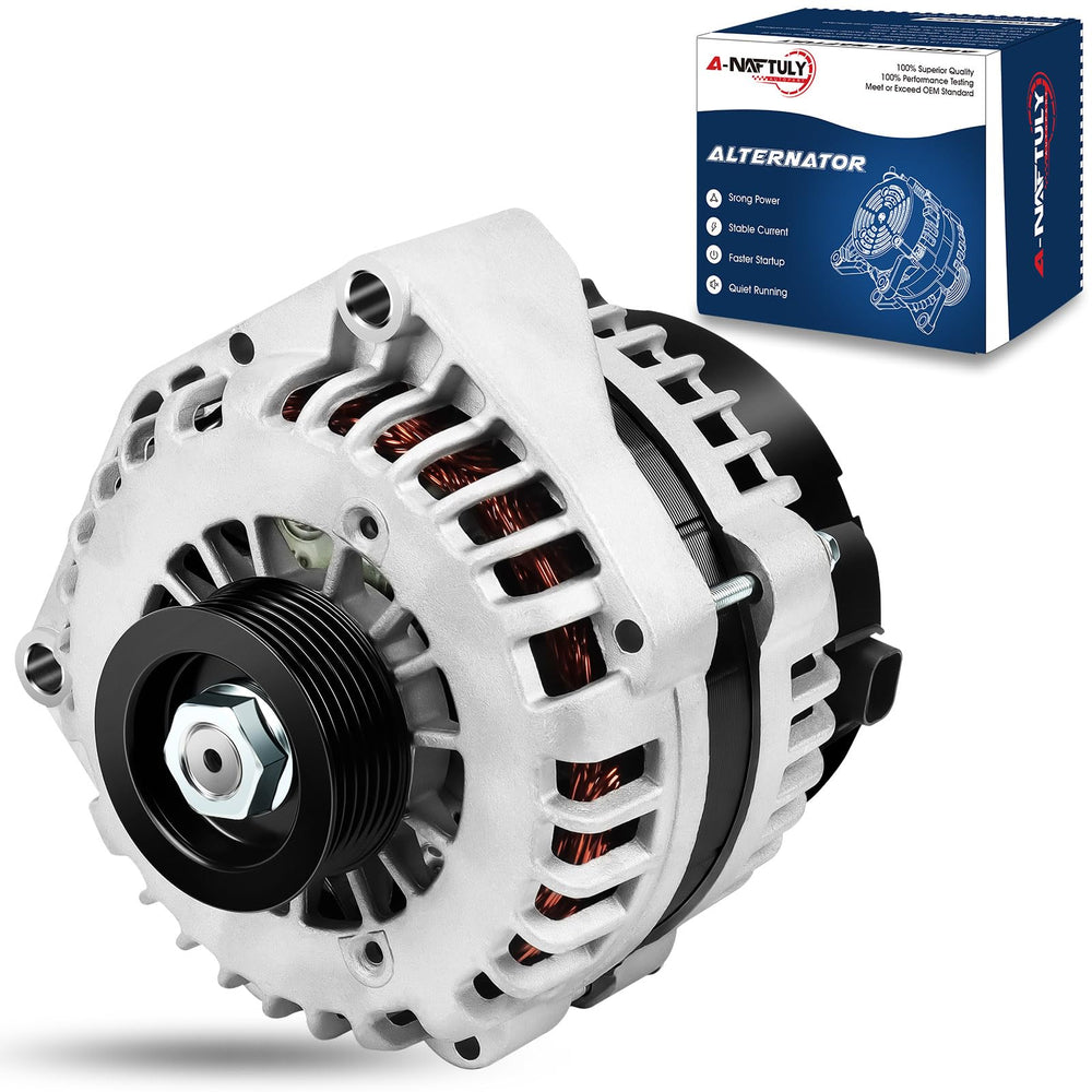 A-NAFTULY 160A alternator front view with robust output potential.