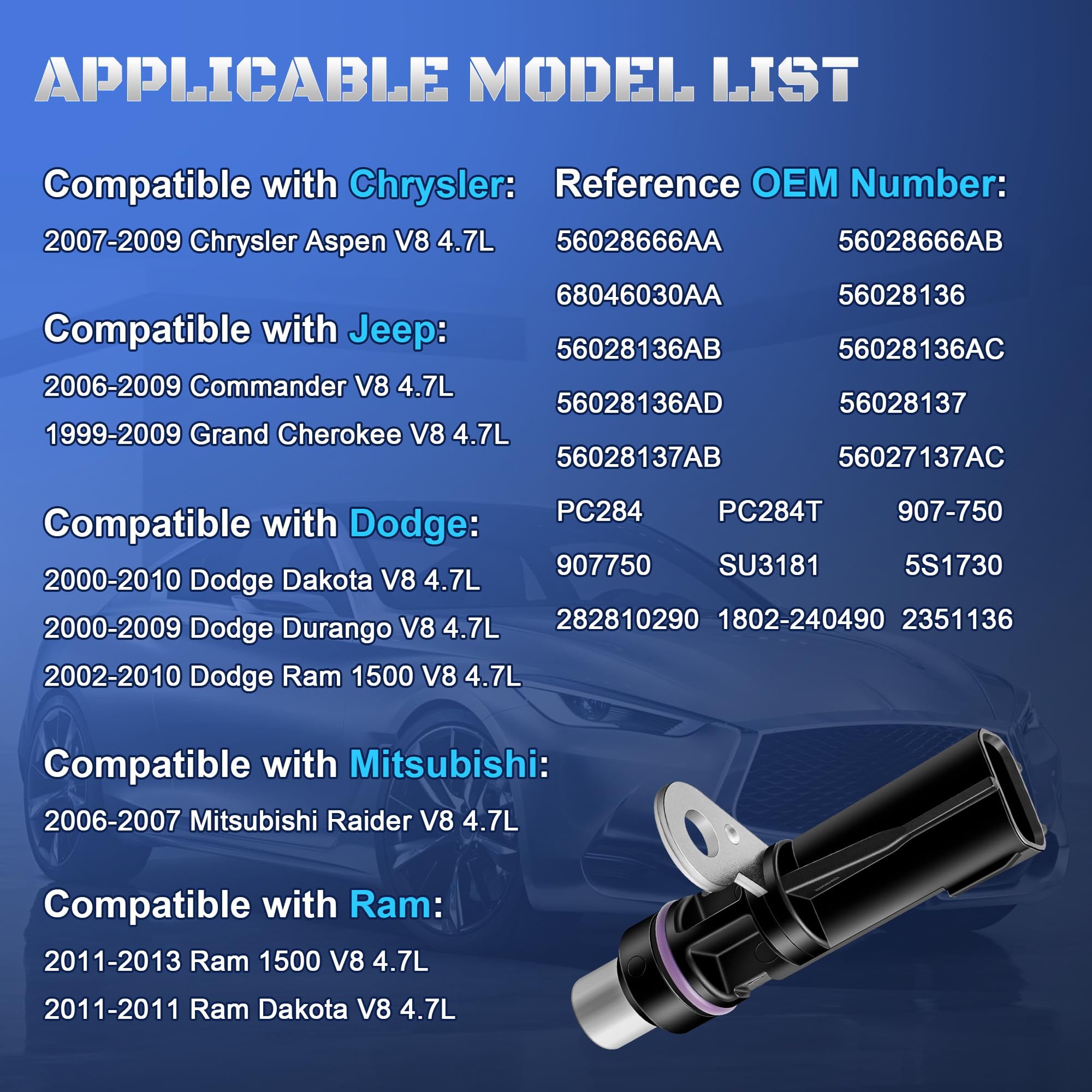 A-NAFTULY crankshaft sensor body detail for reliable timing signals.