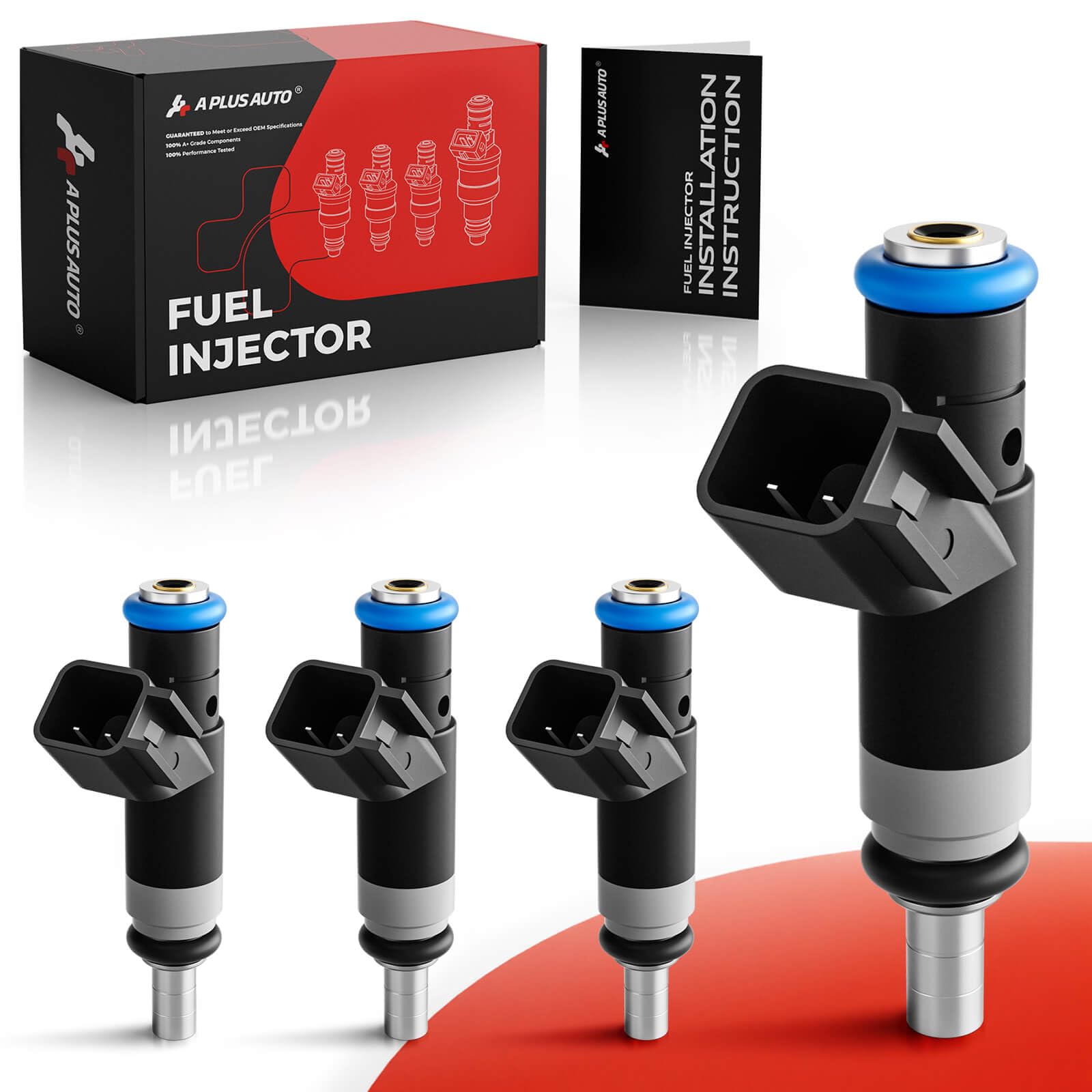 A Plus Auto 4-hole fuel injector set close-up with four nozzles for smooth spray
