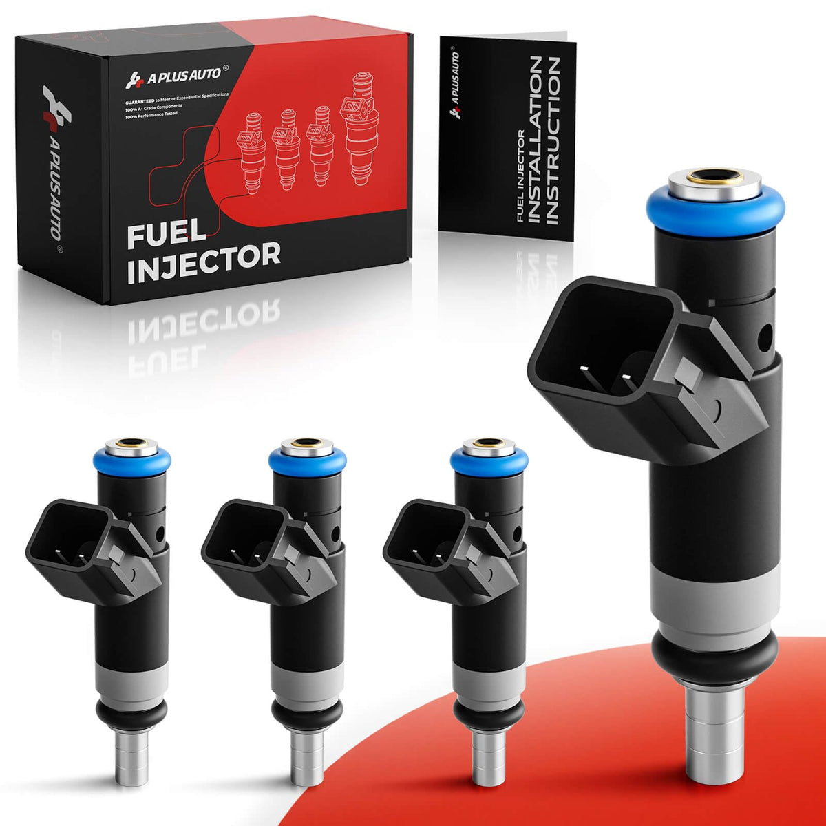 A Plus Auto 4-hole fuel injector set close-up with four nozzles for smooth spray