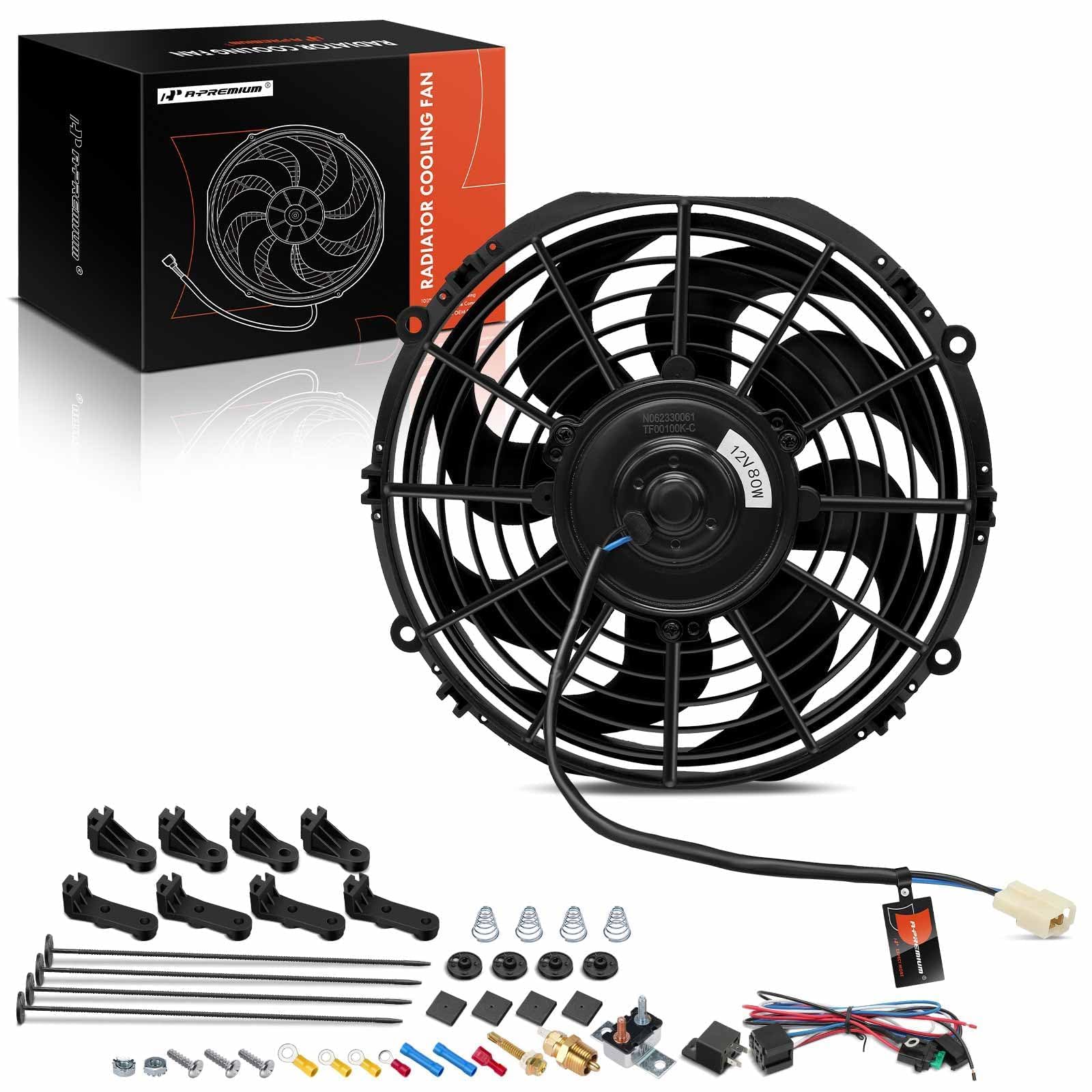 A-Premium 10-inch radiator fan front view shows high airflow potential