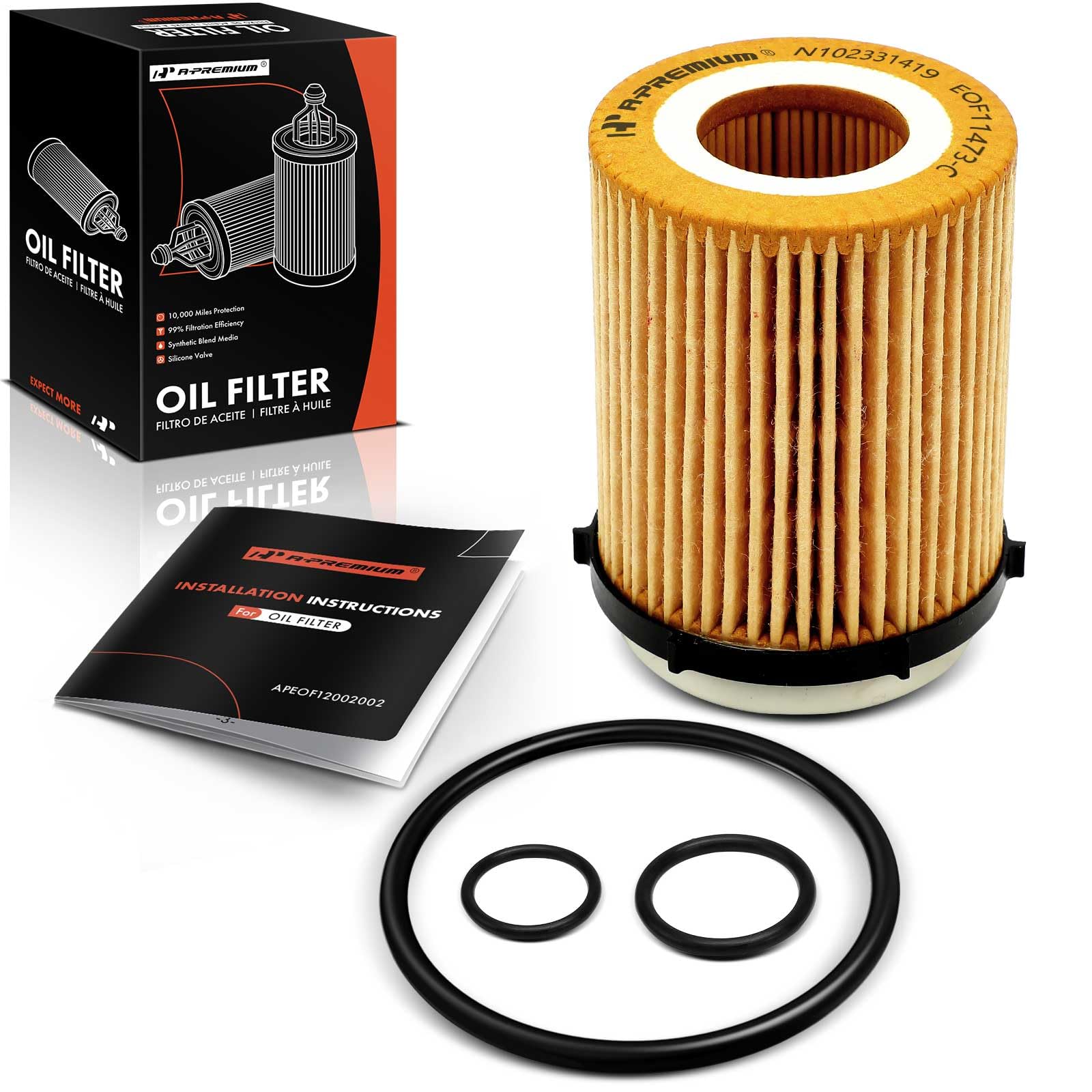 A-Premium 10K Miles oil filter for Mercedes C300 fitment enhances engine protection.