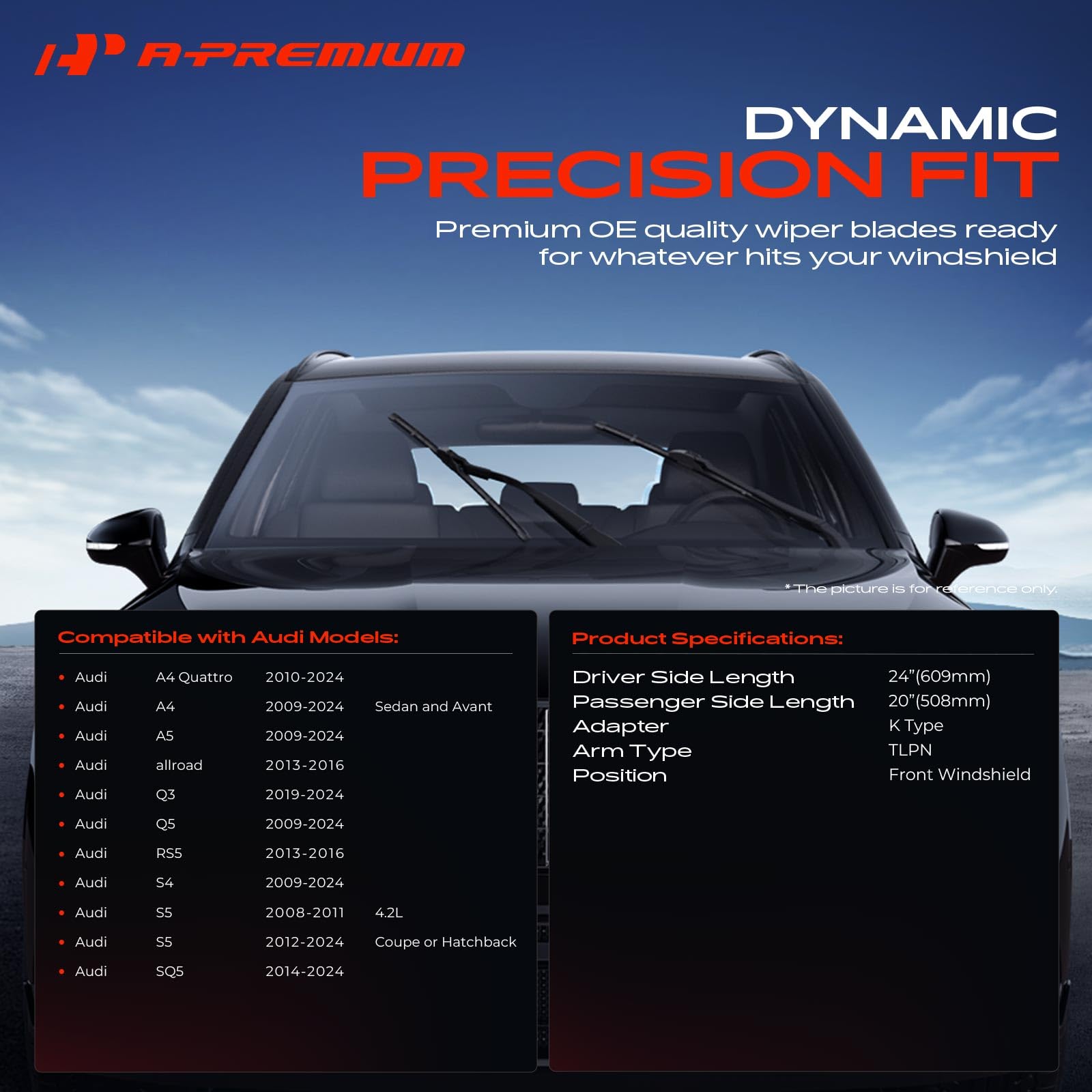 A-Premium 20-inch right TLPN blade ensuring full windshield coverage.