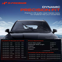 A-Premium 22 inch right blade for Mercedes-Benz, clear visibility.