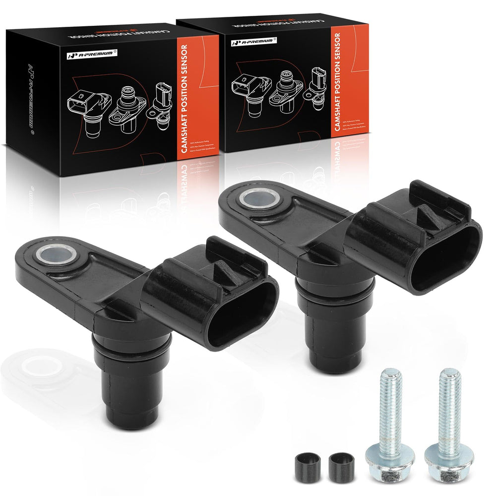 A-Premium 2pc engine camshaft position sensor pack ready for quick installation.
