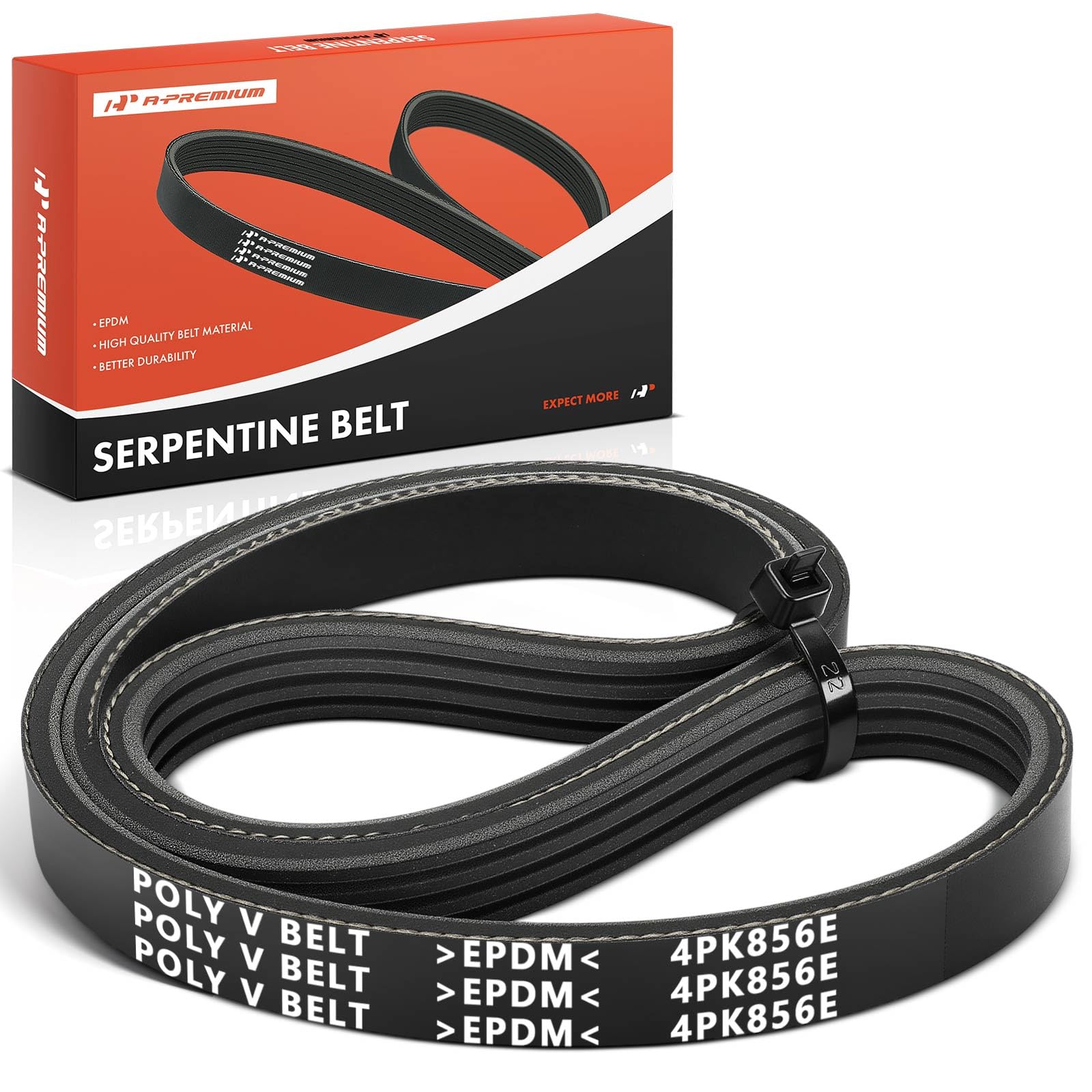 A-Premium stretch-fit belt front view for Chevy/GMC/Cadillac reliability