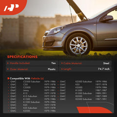 A-Premium 74.7 inch length label confirms correct front-hood routing.