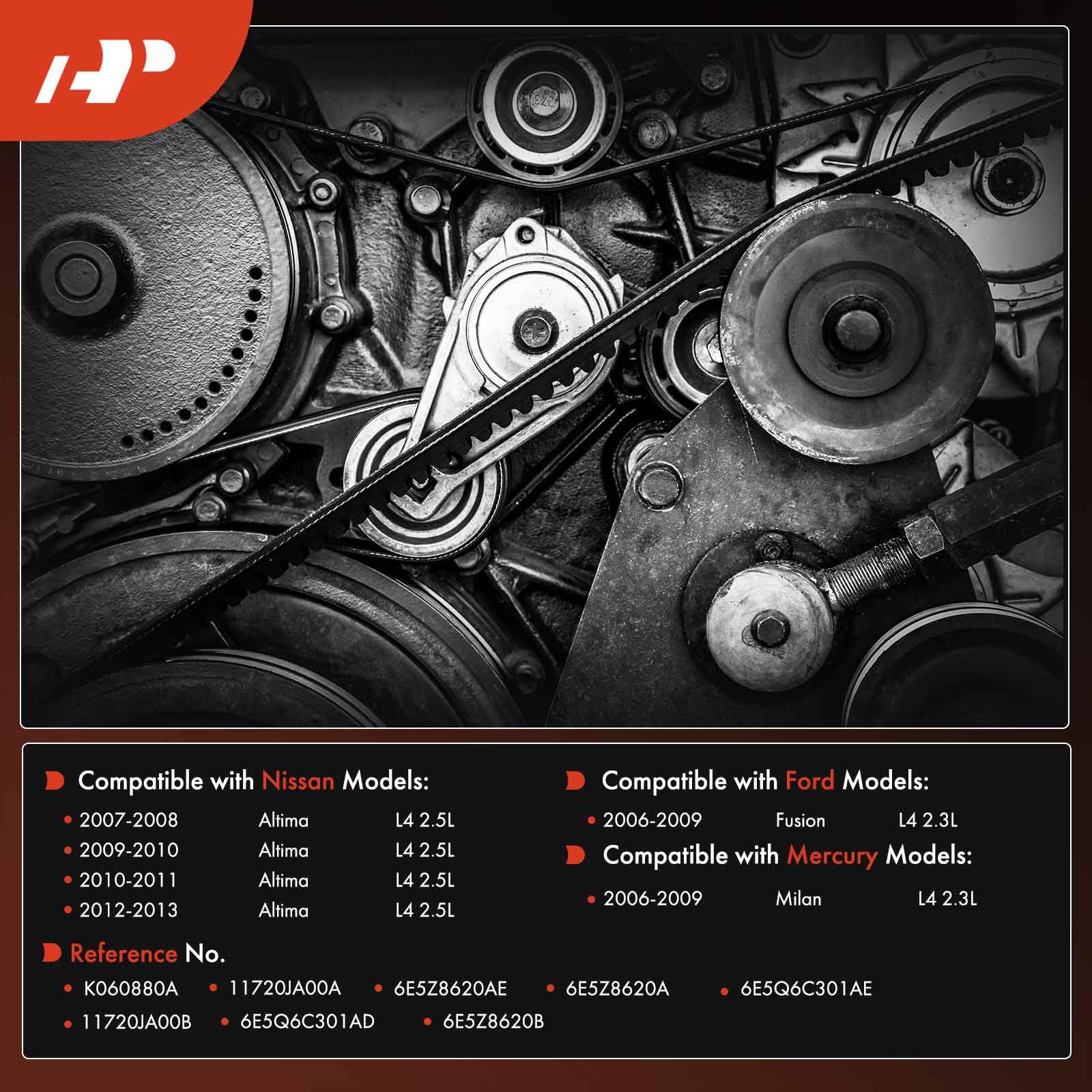 A-Premium serpentine belt on Ford Fusion vehicle for steady accessory operation