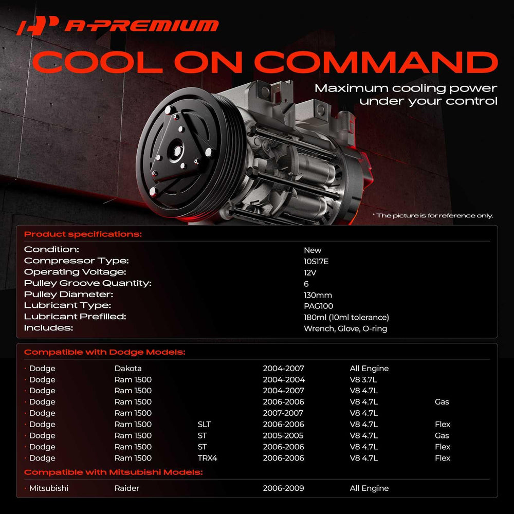 Close-up of A-Premium compressor assembly showing durable components.
