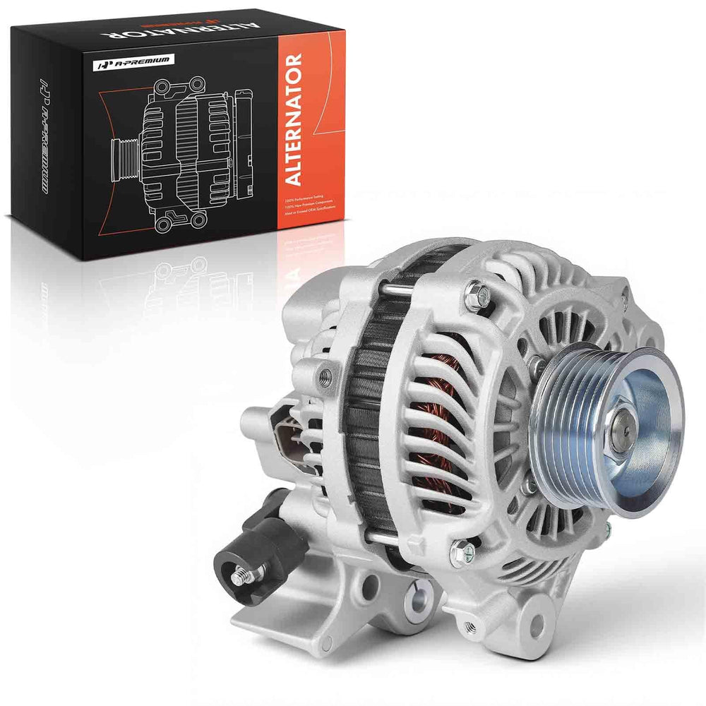 A-Premium alternator for Honda Civic 2006-2008 front view with 7-groove pulley for reliable charging