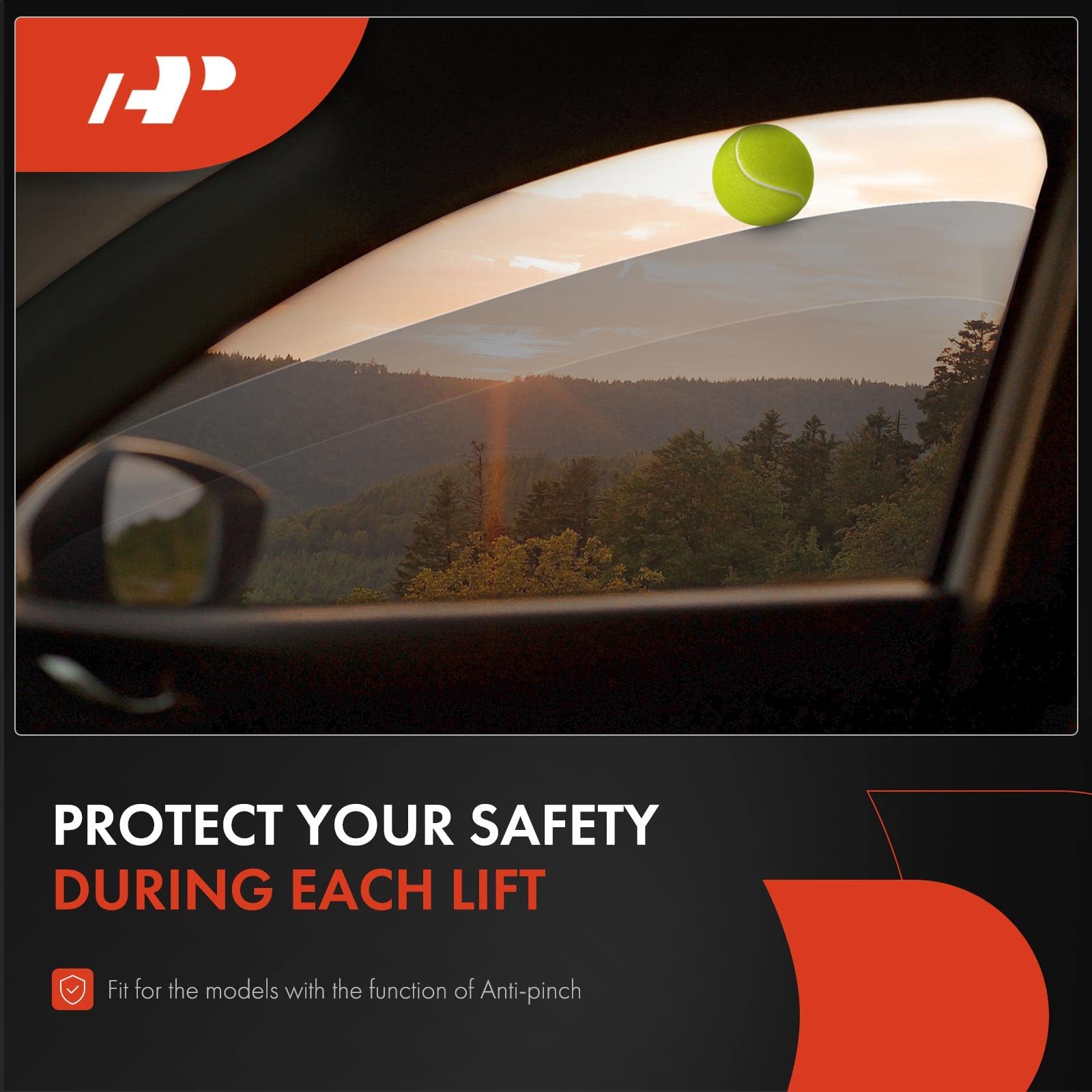Anti-clip function motor prevents pinched windows during operation.