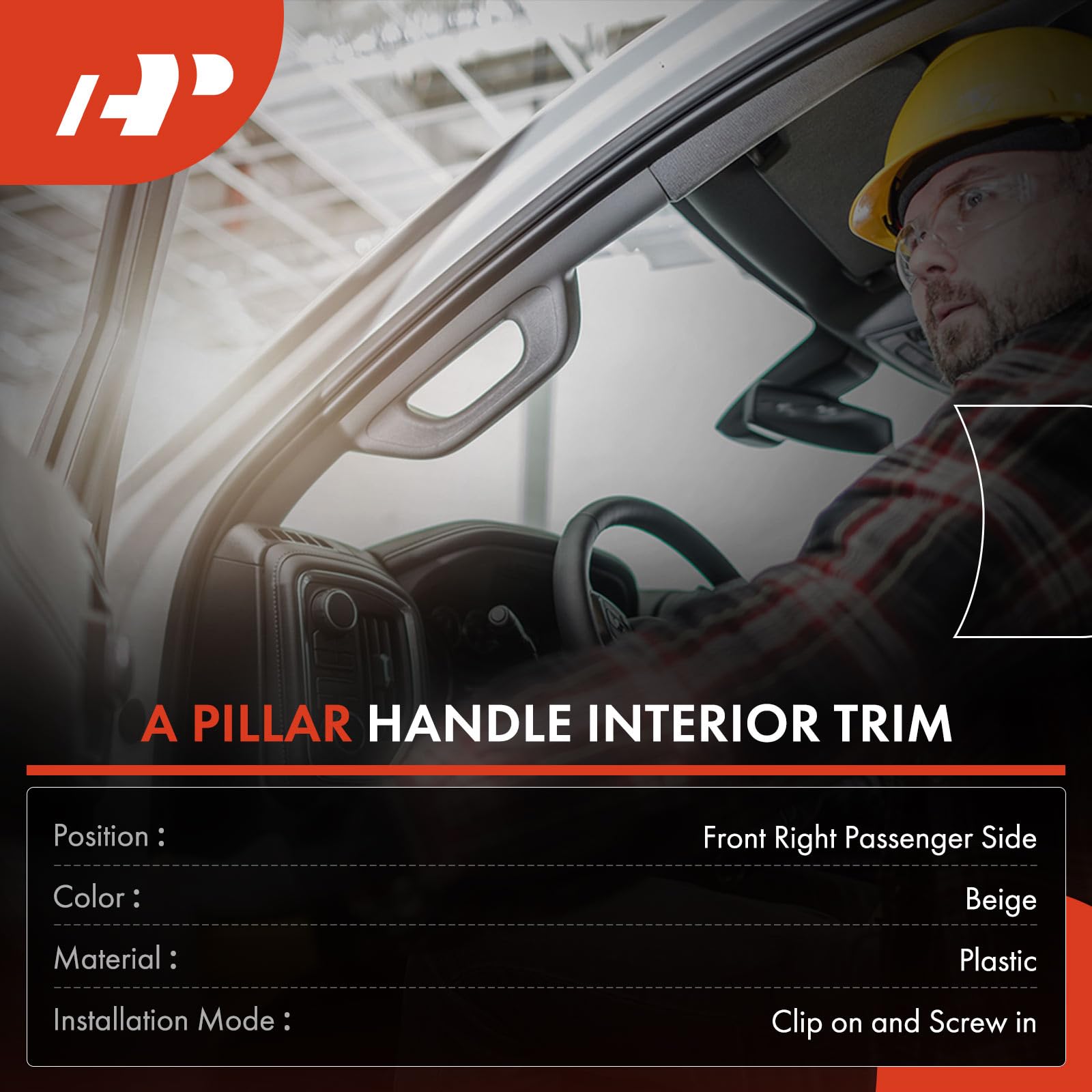 A-Premium beige A-Pillar interior trim handle close-up shows durable upgrade