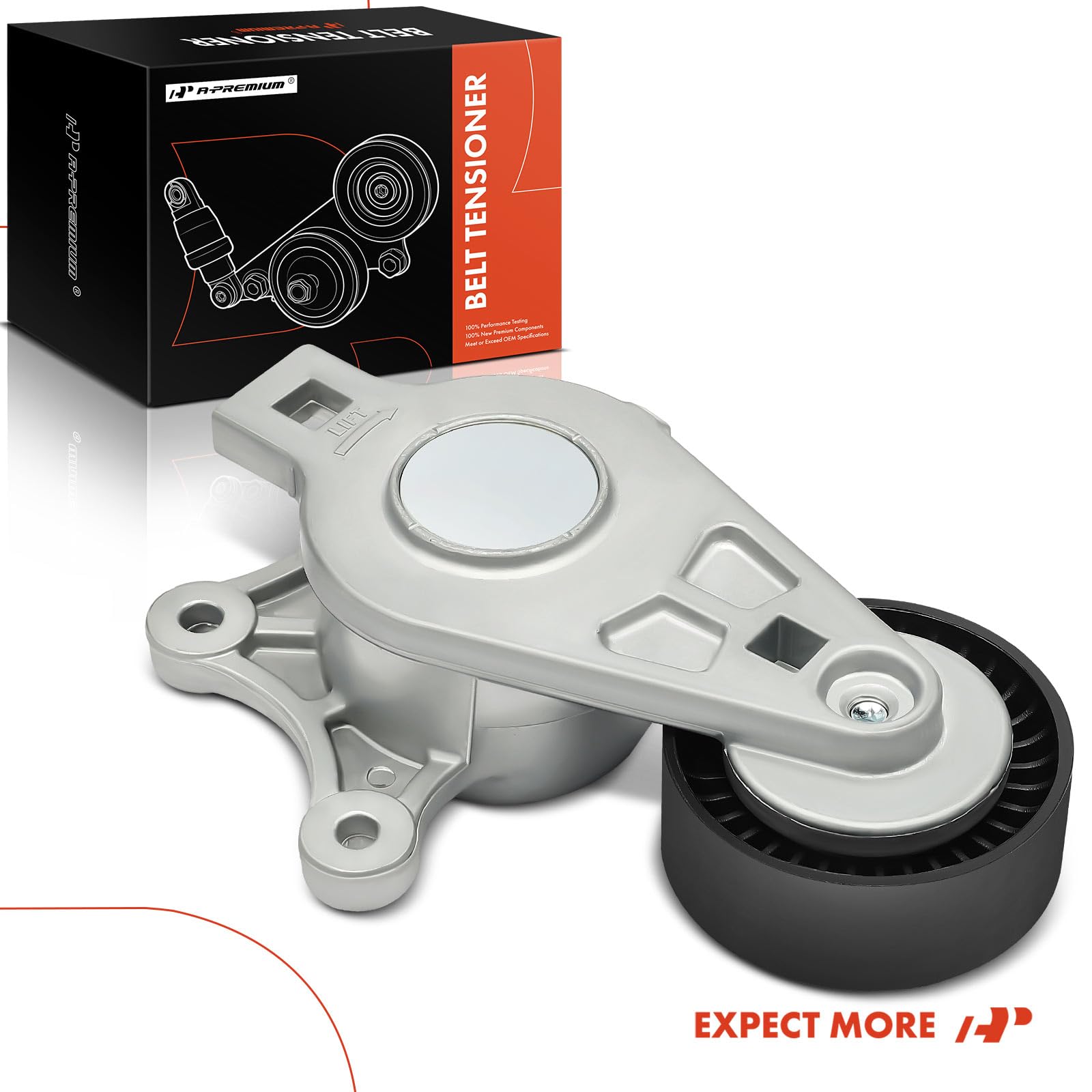 A-Premium belt tensioner assembly in engine bay highlights compact 70mm pulley