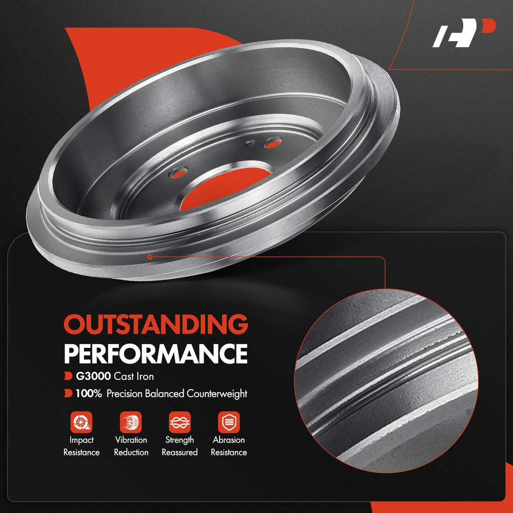 A-Premium brake drum kit assembly close-up showing five mounting holes.