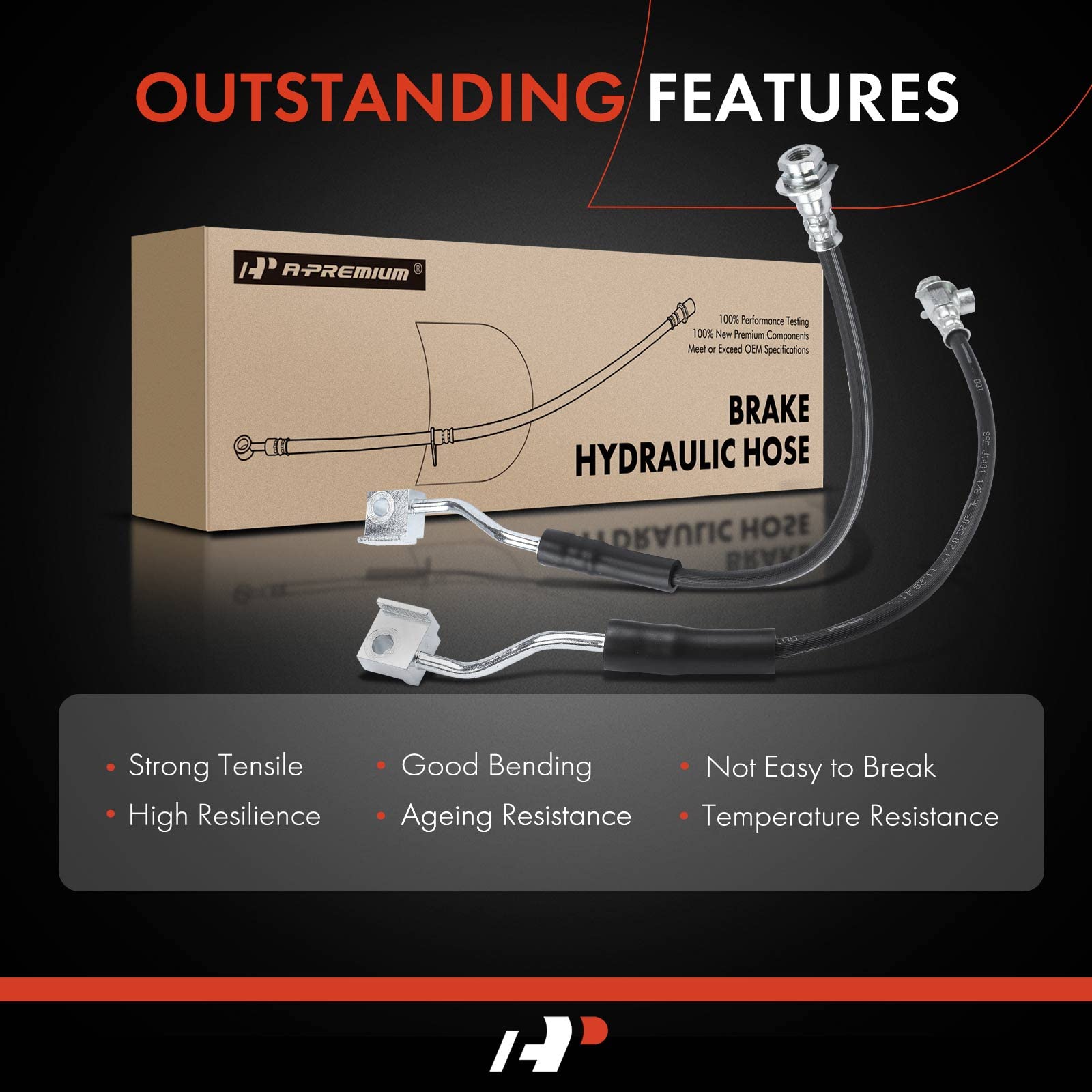 A-Premium brake hose reference tag F4TZ2078C confirms authentic OE lineage.
