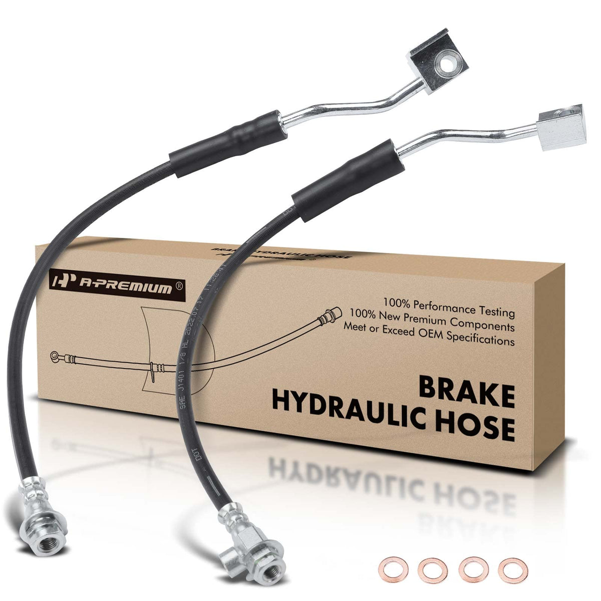 A-Premium brake hose front-left with durable EPDM core for reliable braking.