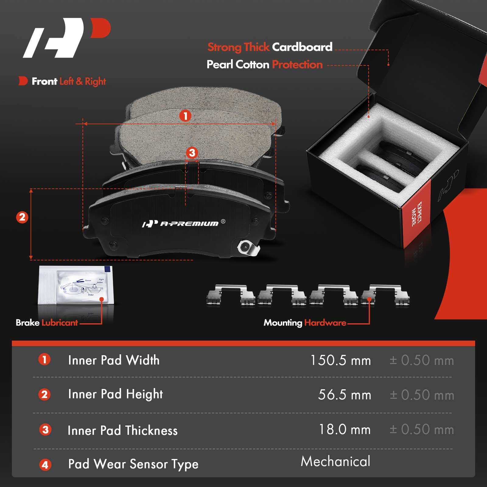 A-Premium wear indicator included in the brake kit for pad life monitoring